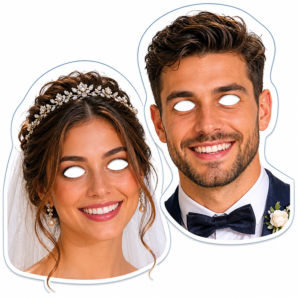 Caretas de cartón para boda sr flyer
