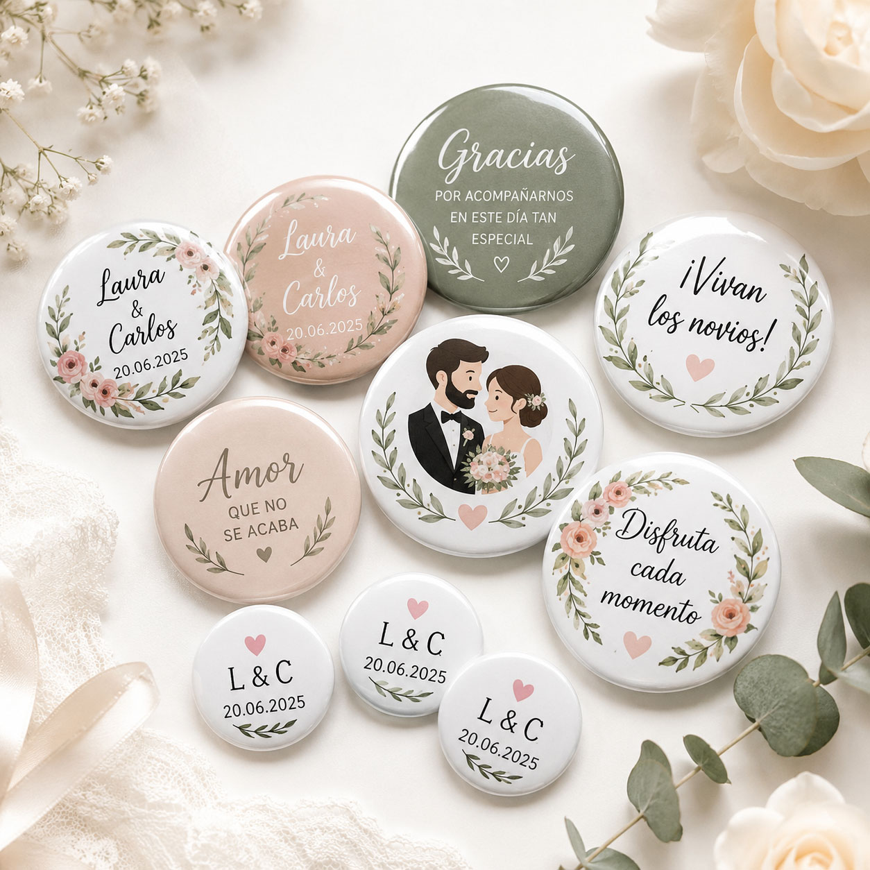 Chapas personalizadas para boda sr flyer