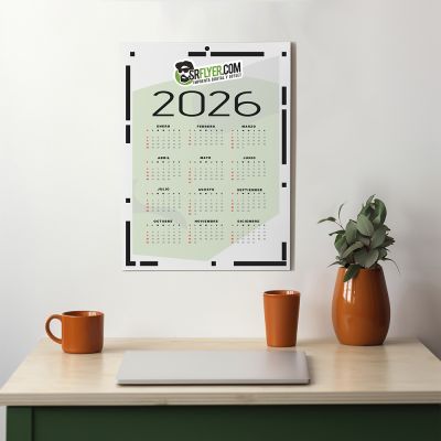 Calendarios de Pared anual 2026 en una lámina