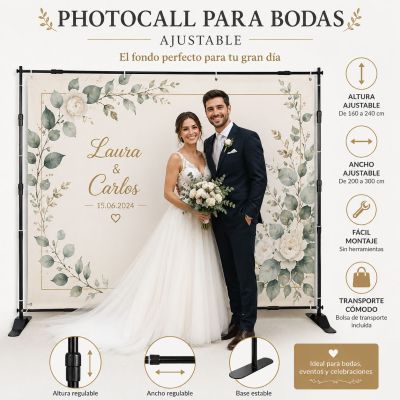 Photocall Ajustable para Bodas Personalizado