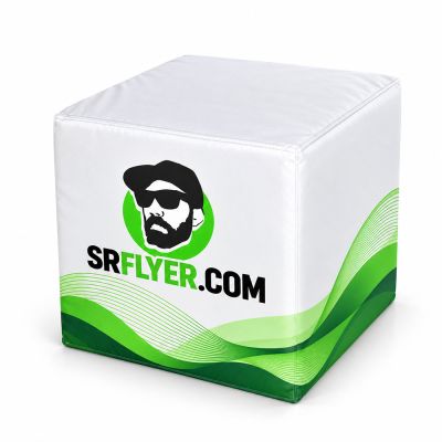 Cubo publicitario personalizado y asiento plegable