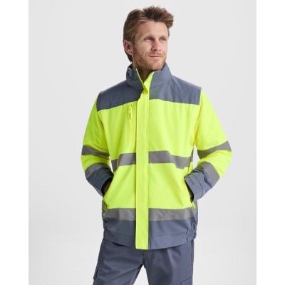 Chaqueta acolchada de alta visibilidad Roly Epsylon con mangas desmontables personalizada