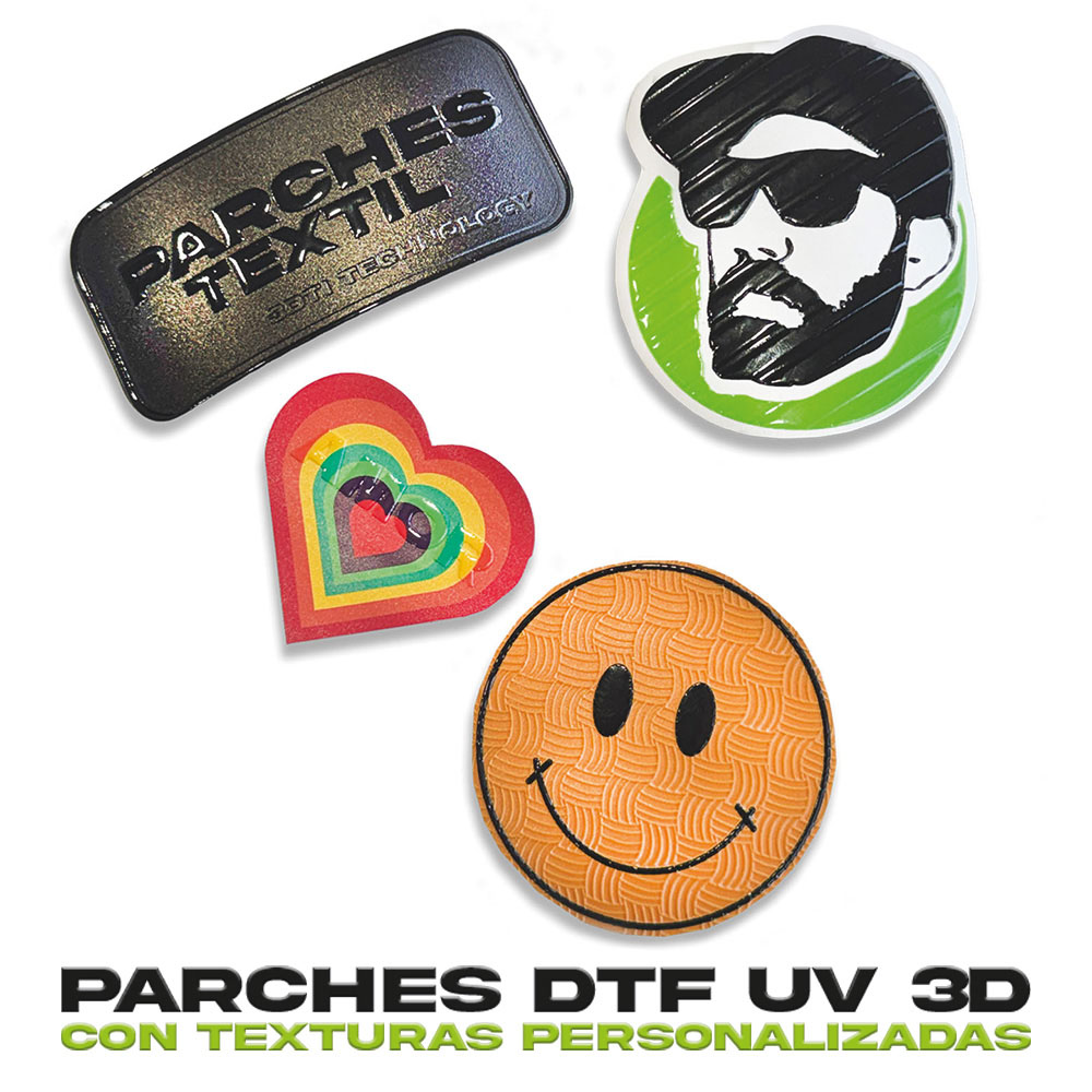 Escudos DTF UV 3D Textil personalizados sr flyer