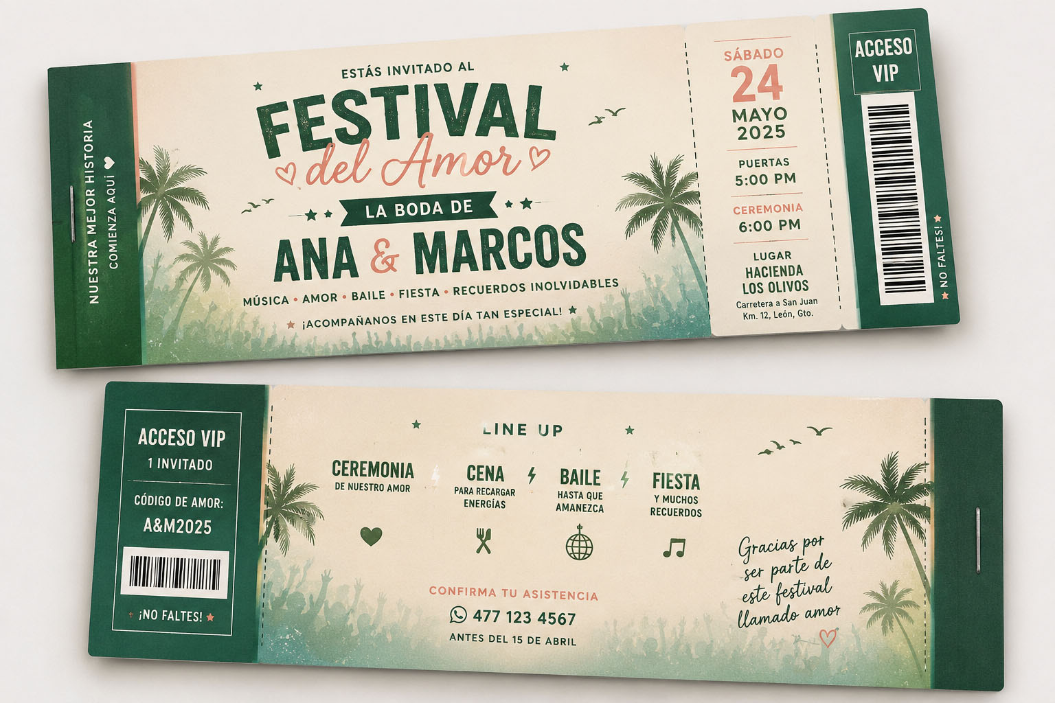 Invitaciones de Boda tipo Festival