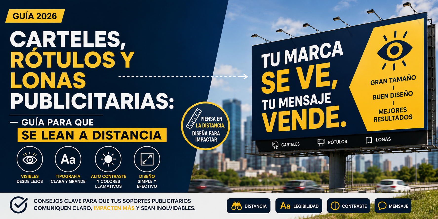 Carteles, Rótulos y Lonas Publicitarias: Guía para que se Lean a Distancia (2026)