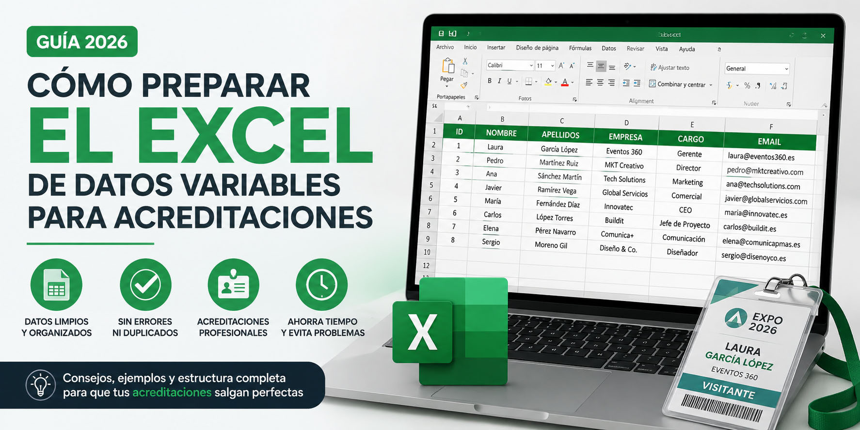 Cómo preparar el Excel de datos variables para acreditaciones (2026)