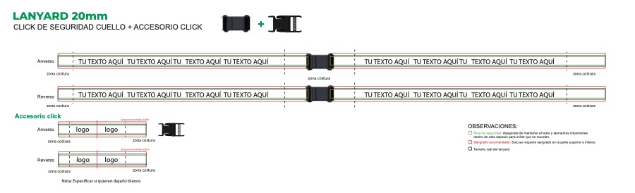 Plantilla lanyard click cuello + accesorio click