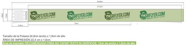 Plantilla pulsera Tyvek 18mm con códigos SRflyer