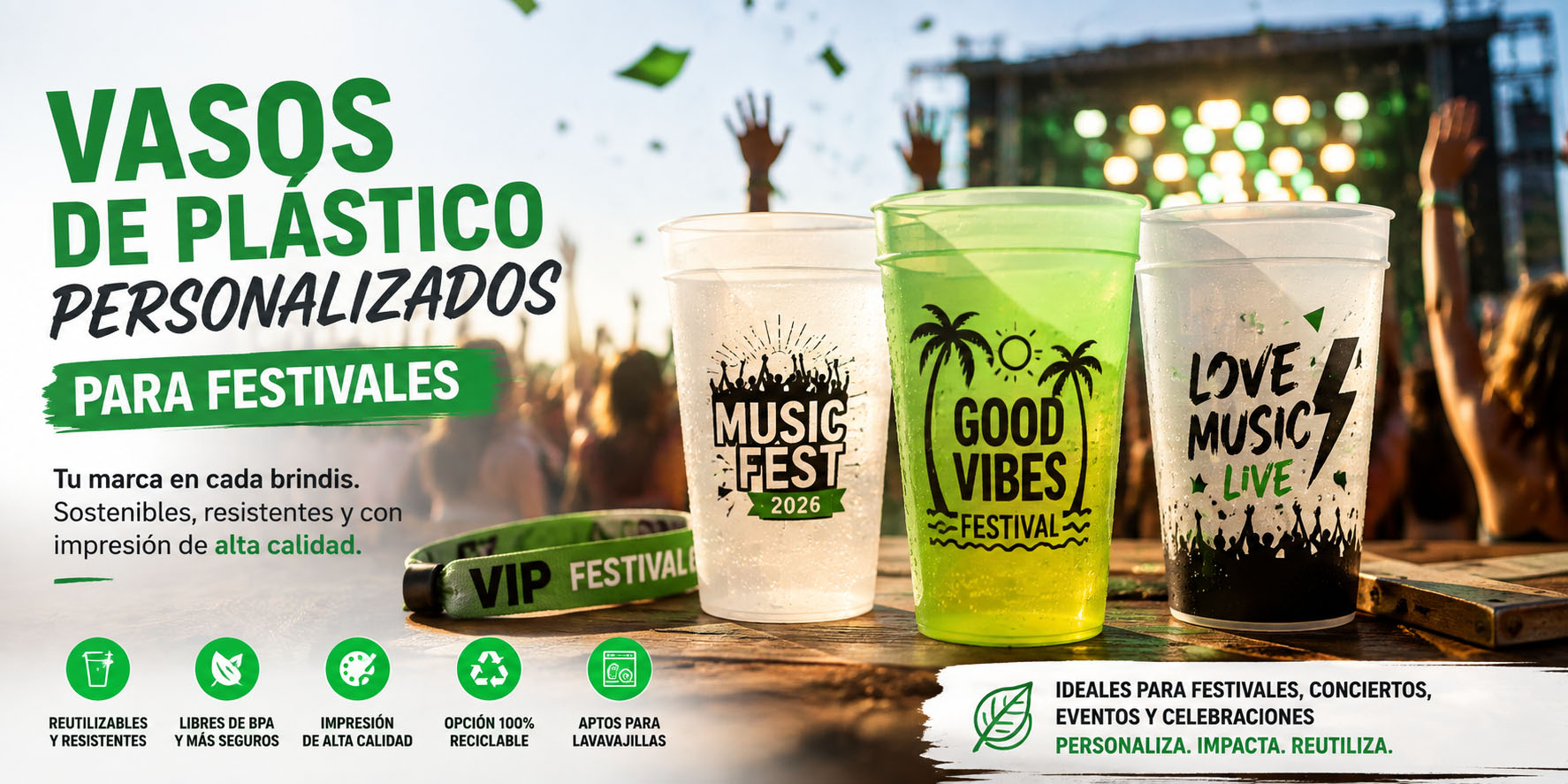 Vasos de plástico personalizados para festivales y conciertos